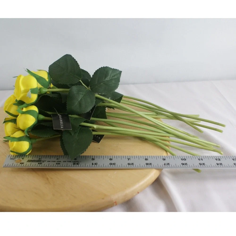 Magnolia Home Yellow Cabbage Rose Stems Faux Floral‎ Decor 12 Inch Set of 12
